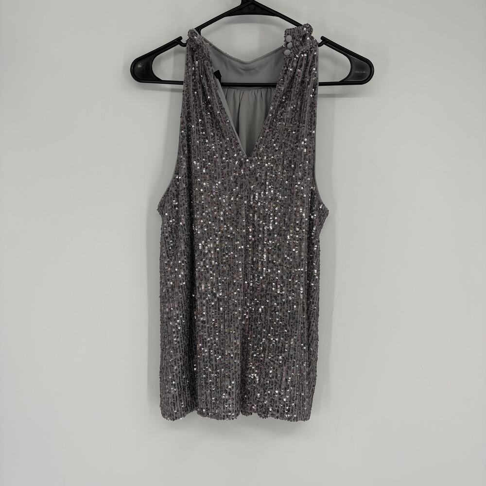 Halogen Silver Sequin Fully Lined Blouse Size Med… - image 2